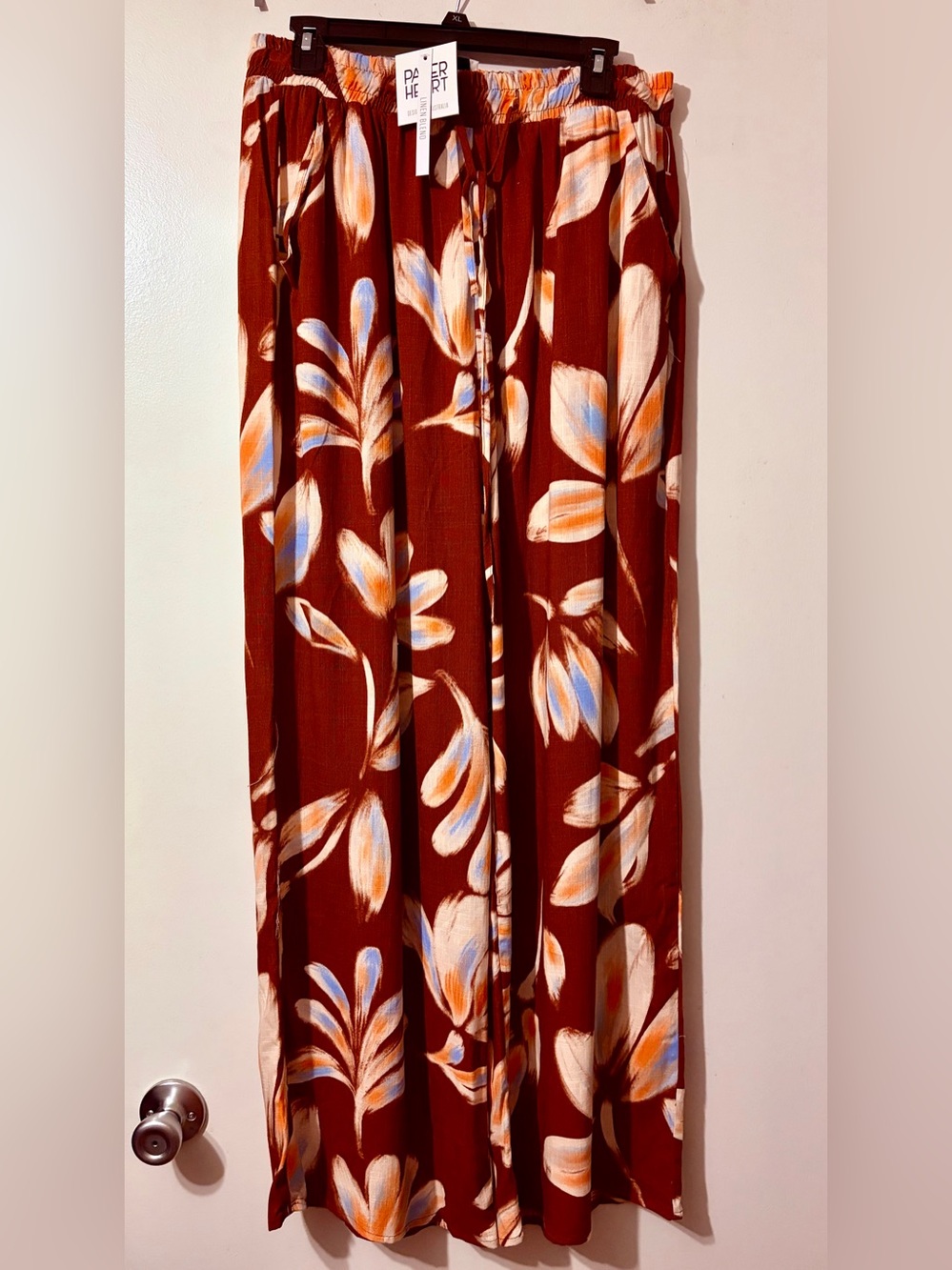 Paper Heart Brown eith Plum/Blue print with Elastic Waist